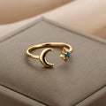 Women's Moon Ring Celestial Band Gold