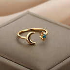 Women's Moon Ring Celestial Band Gold