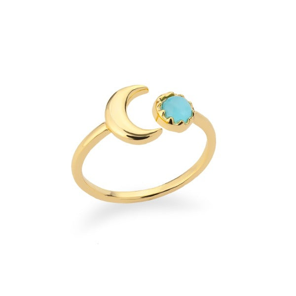 Women's Moon Ring Celestial Band Gold