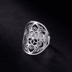 Mandala Women's Ring Flower Silver Band