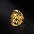 Mandala Women's Ring Flower Gold Band