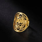 Mandala Women's Ring Flower Gold Band