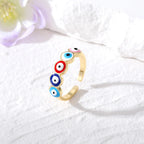 Multicolor Turkish Blue Evil Eye Ring