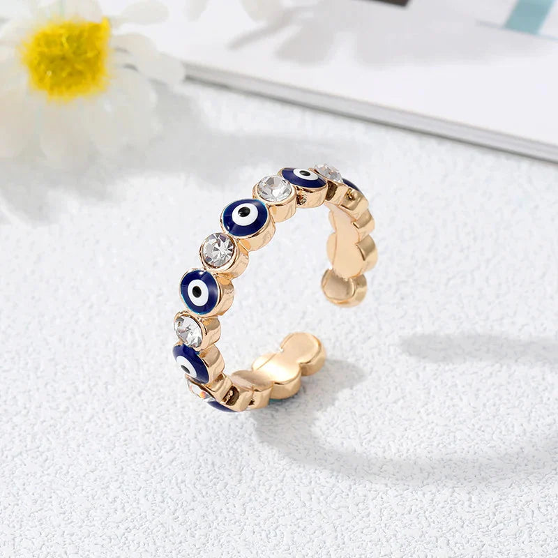 Bohemian Style Turkish Blue Evil Eye Ring blue