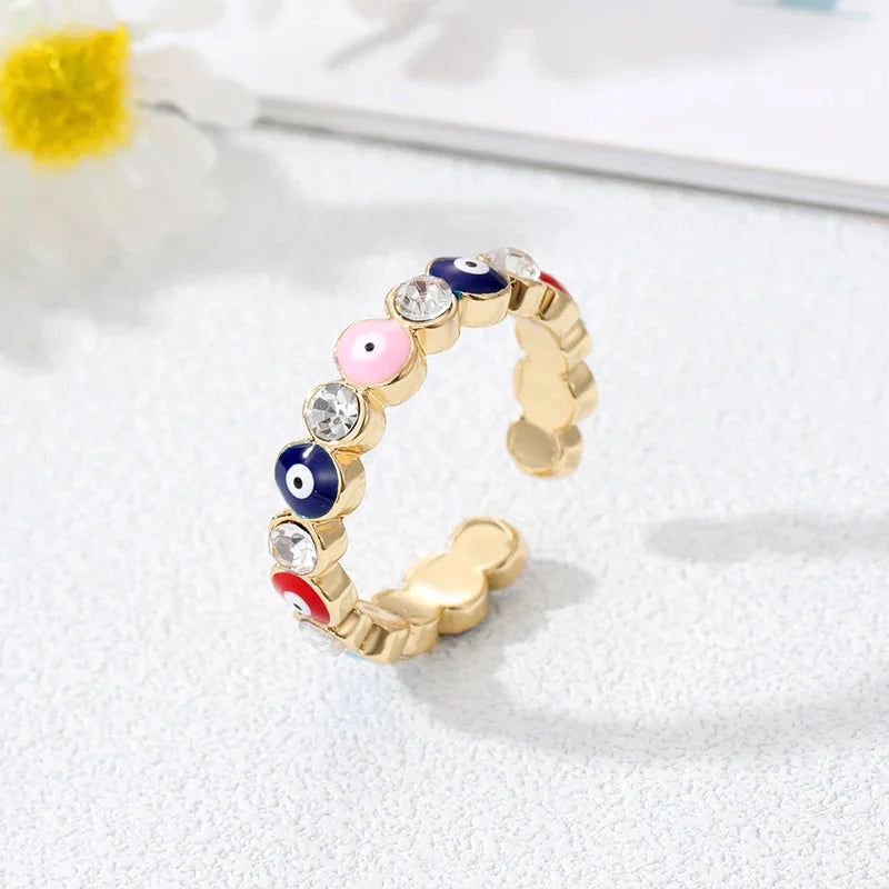 Bohemian Style Turkish Blue Evil Eye Ring multicolor