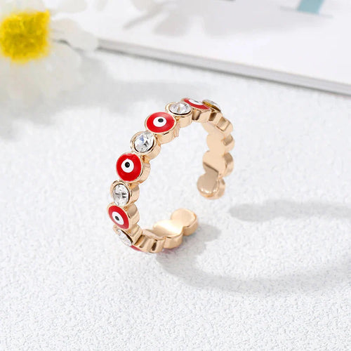 Bohemian Style Turkish Blue Evil Eye Ring red