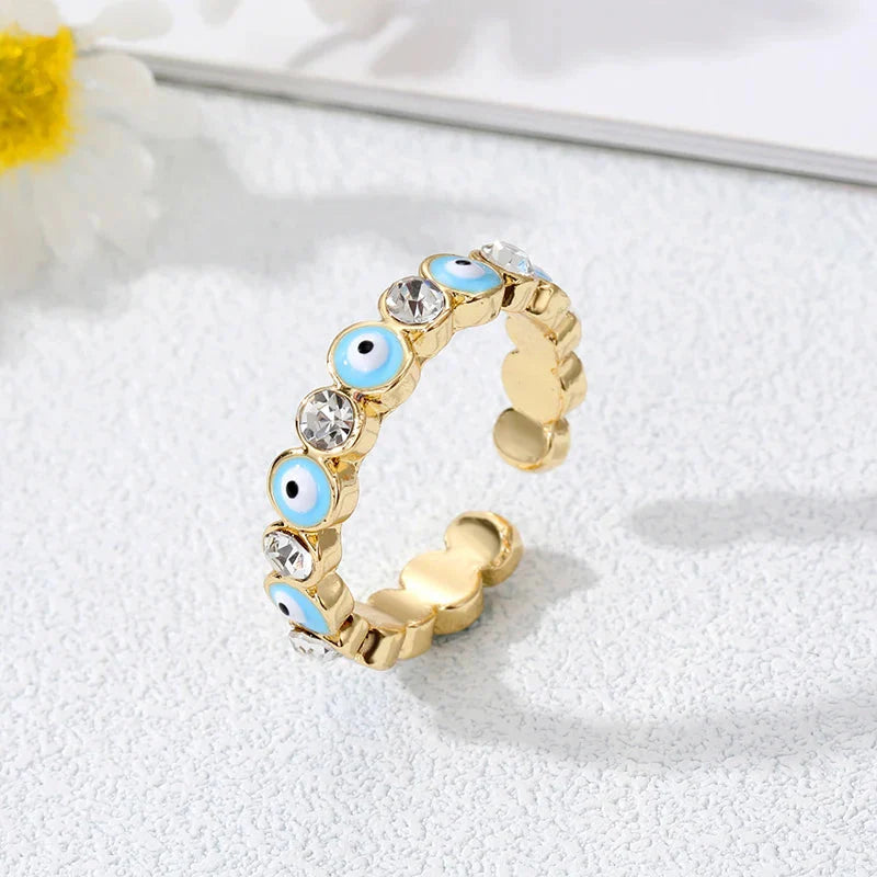 Bohemian Style Turkish Blue Evil Eye Ring turquoise