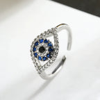 Blue Turkish Evil Eye Zircon Silver Ring