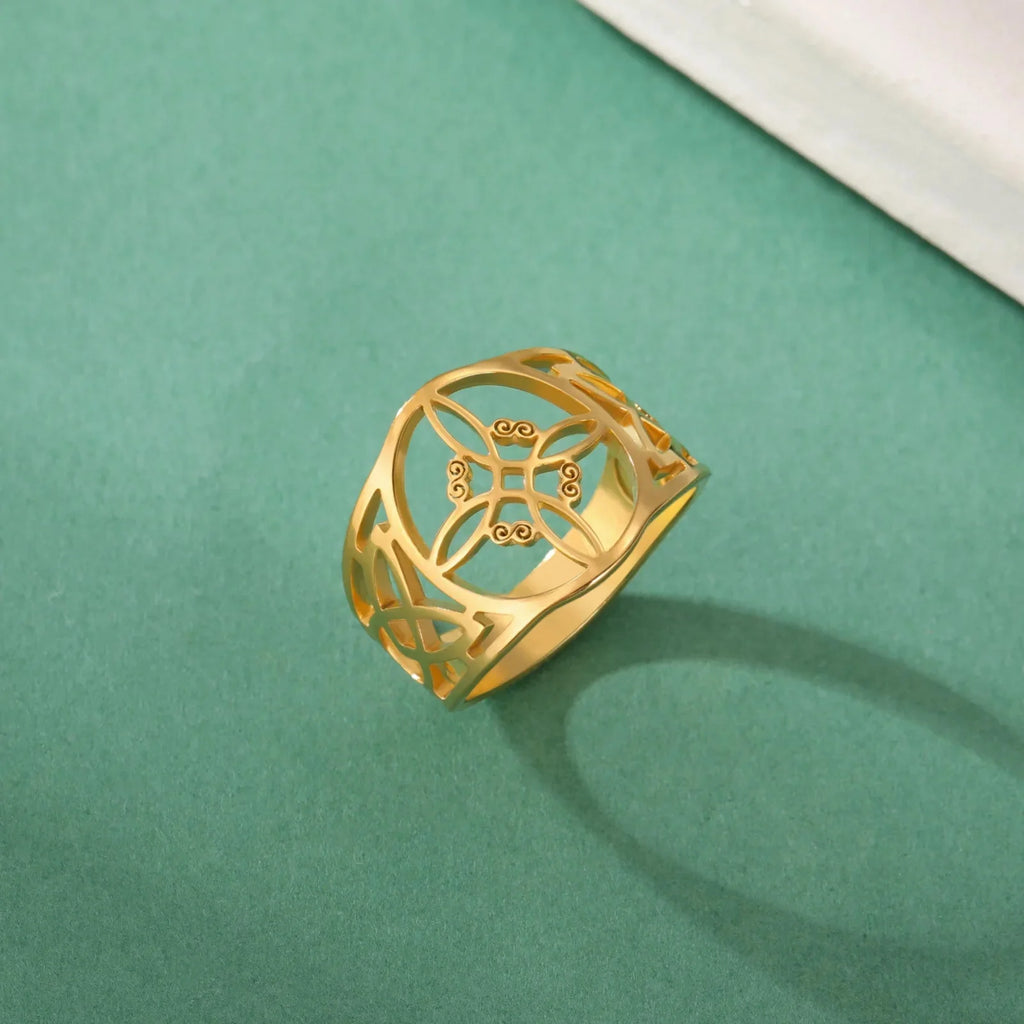 Witch's Knot Ring Women's Protection Wiccan Ring Gold