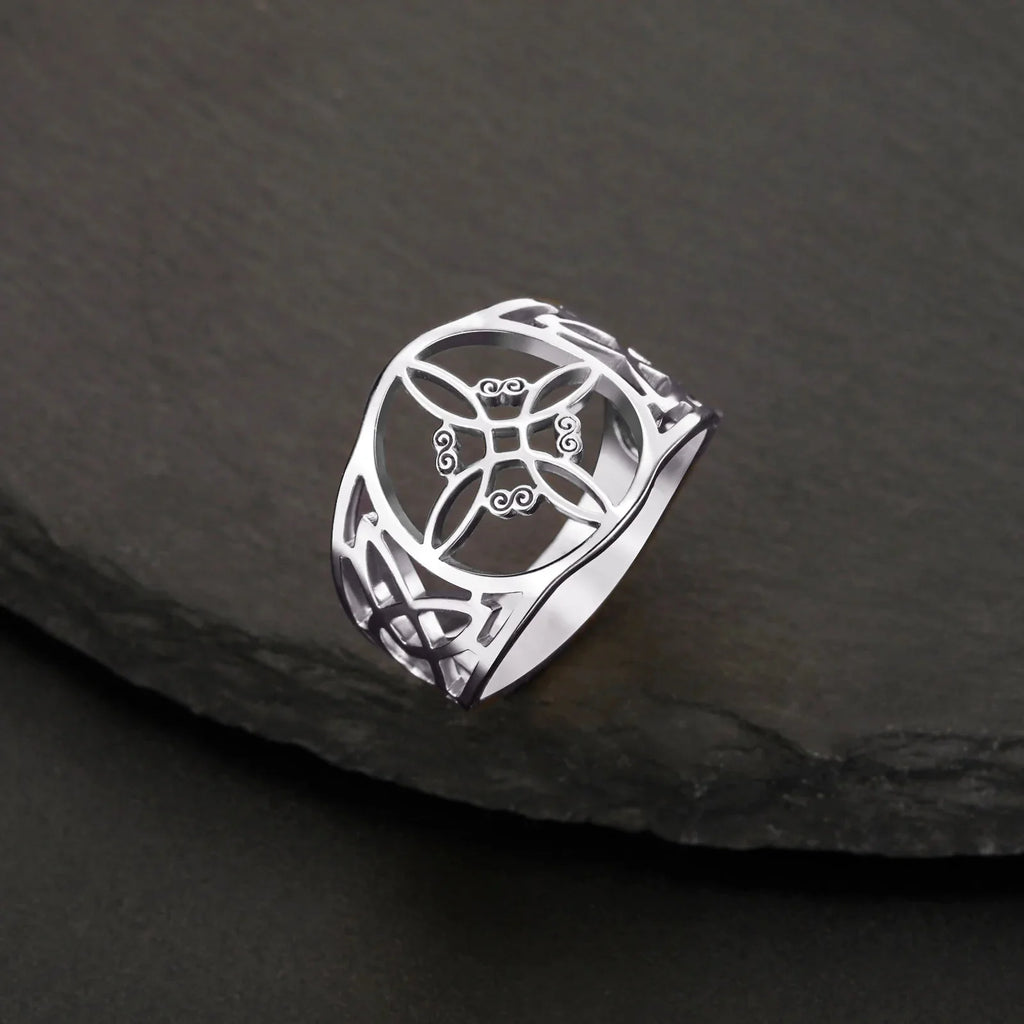 Witch's Knot Ring Women's Protection Wiccan Ring Silver