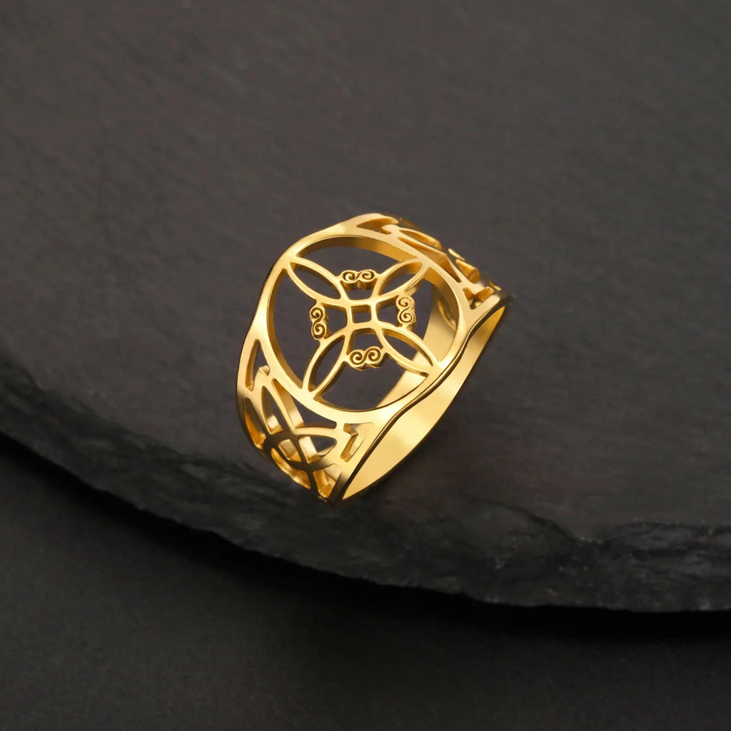 Witch's Knot Ring Women's Protection Wiccan Ring Gold