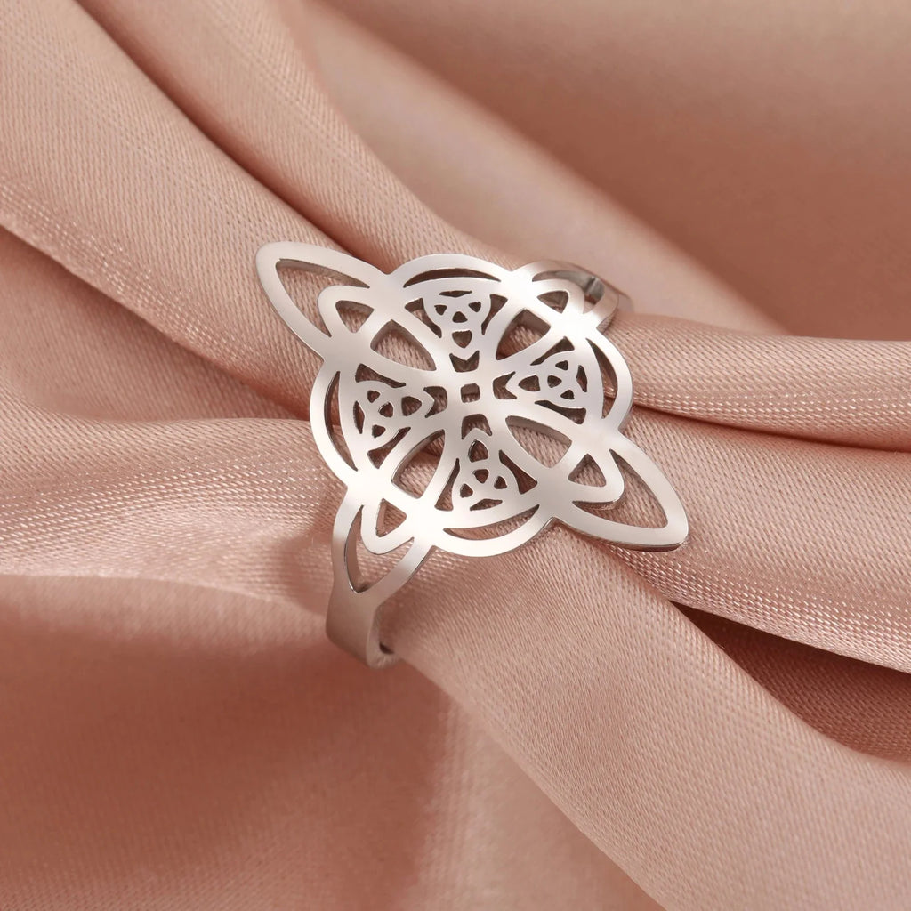 Witch Knot Protection Ring for Women Wiccan Silver