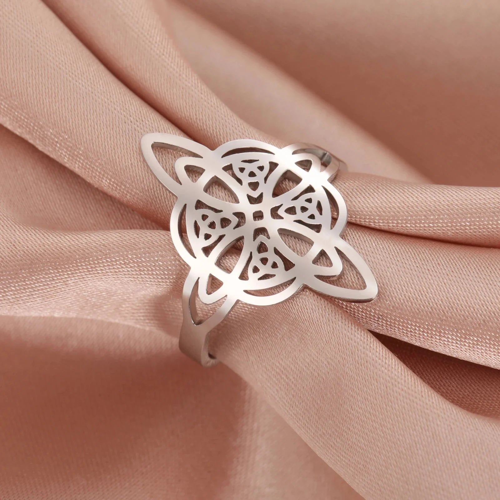 Witch Knot Protection Ring for Women Wiccan Silver