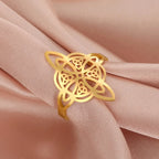 Witch Knot Protection Ring for Women Wiccan Gold