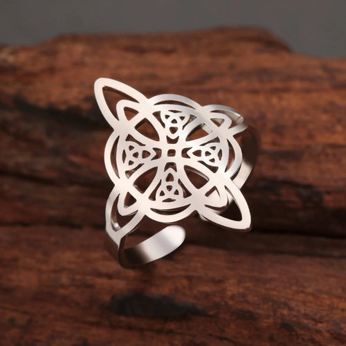 Witch Knot Protection Ring for Women Wiccan Silver