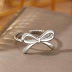 Women's silver bow ring