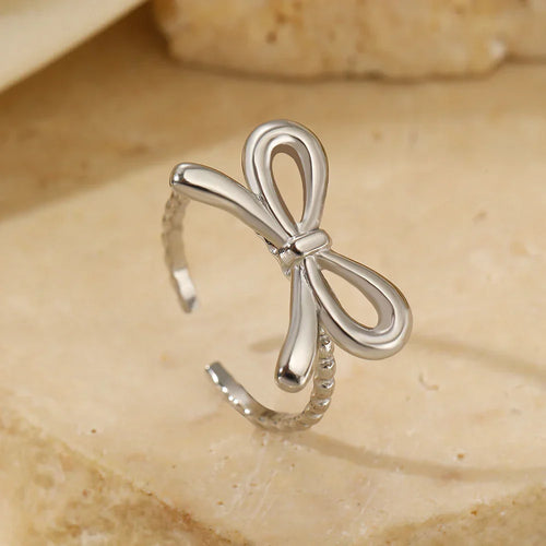 Women's silver bow ring