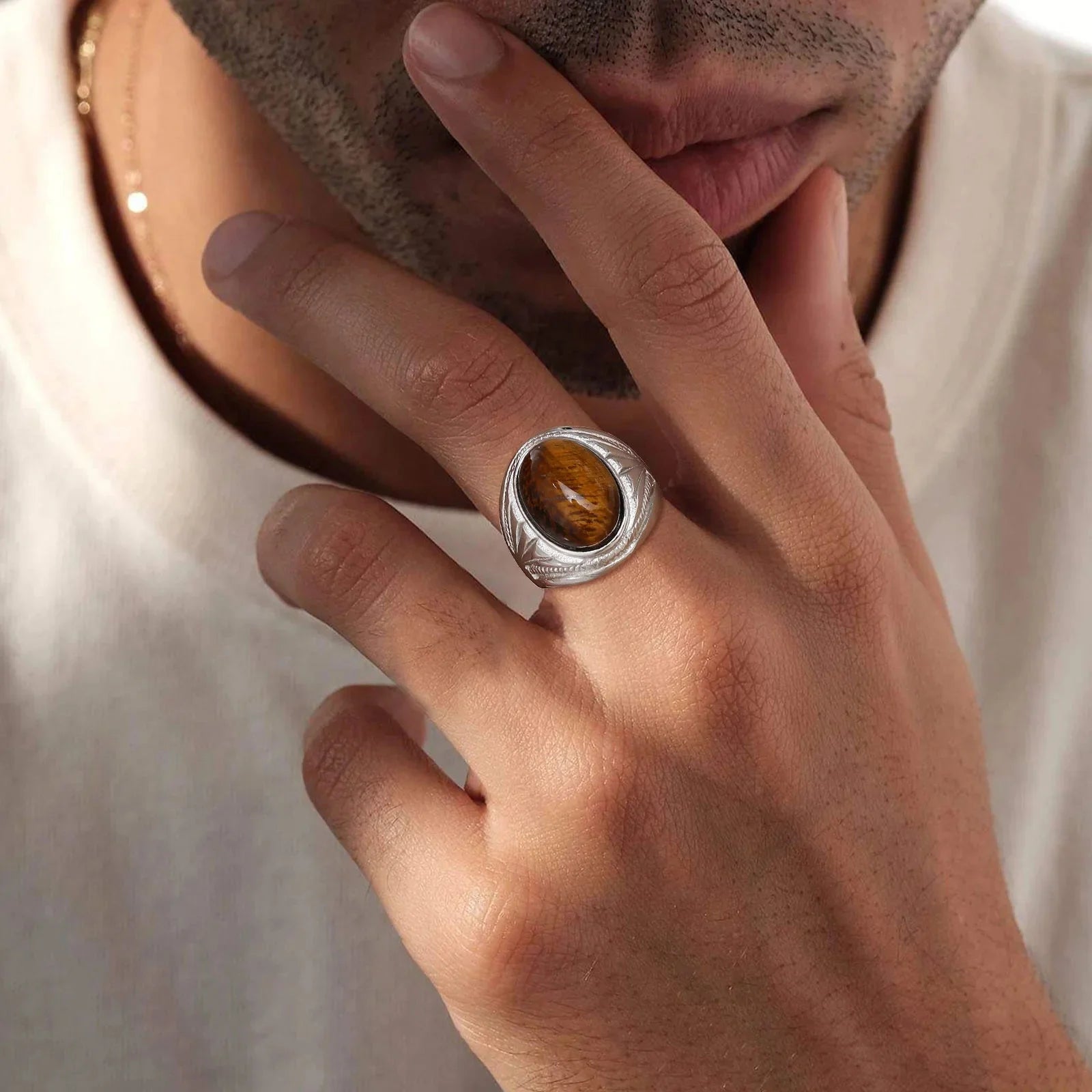 Tiger's Eye Ring for Men