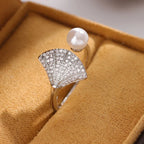 Scallop Shell and Pearl Seashell Ring