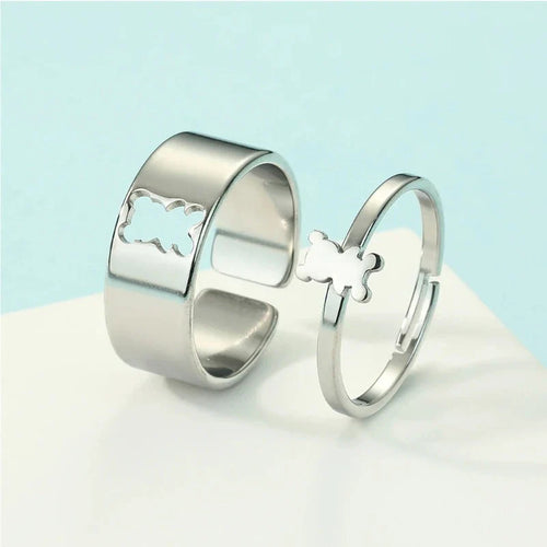 2-Piece Bear Ring Silver