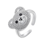 Silver and White Bear Stone Ring