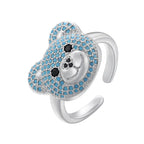 Silver and Blue Bear Stone Ring