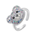 Silver and Multicolored Bear Stone Ring