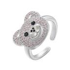 Silver and Pink Bear Stone Ring