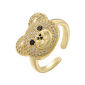 Gold and White Bear Stone Ring