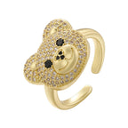Gold and White Bear Stone Ring