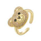 Gold and Pink Bear Stone Ring
