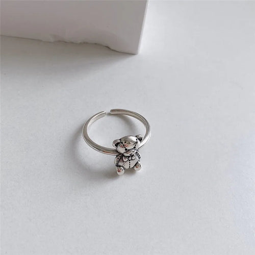 Retro Silver Bear Ring
