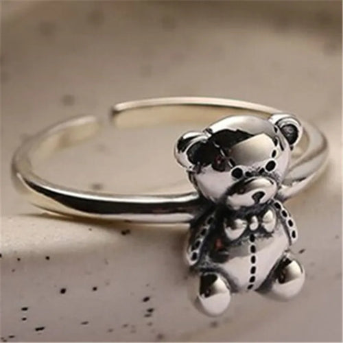 Retro Silver Bear Ring