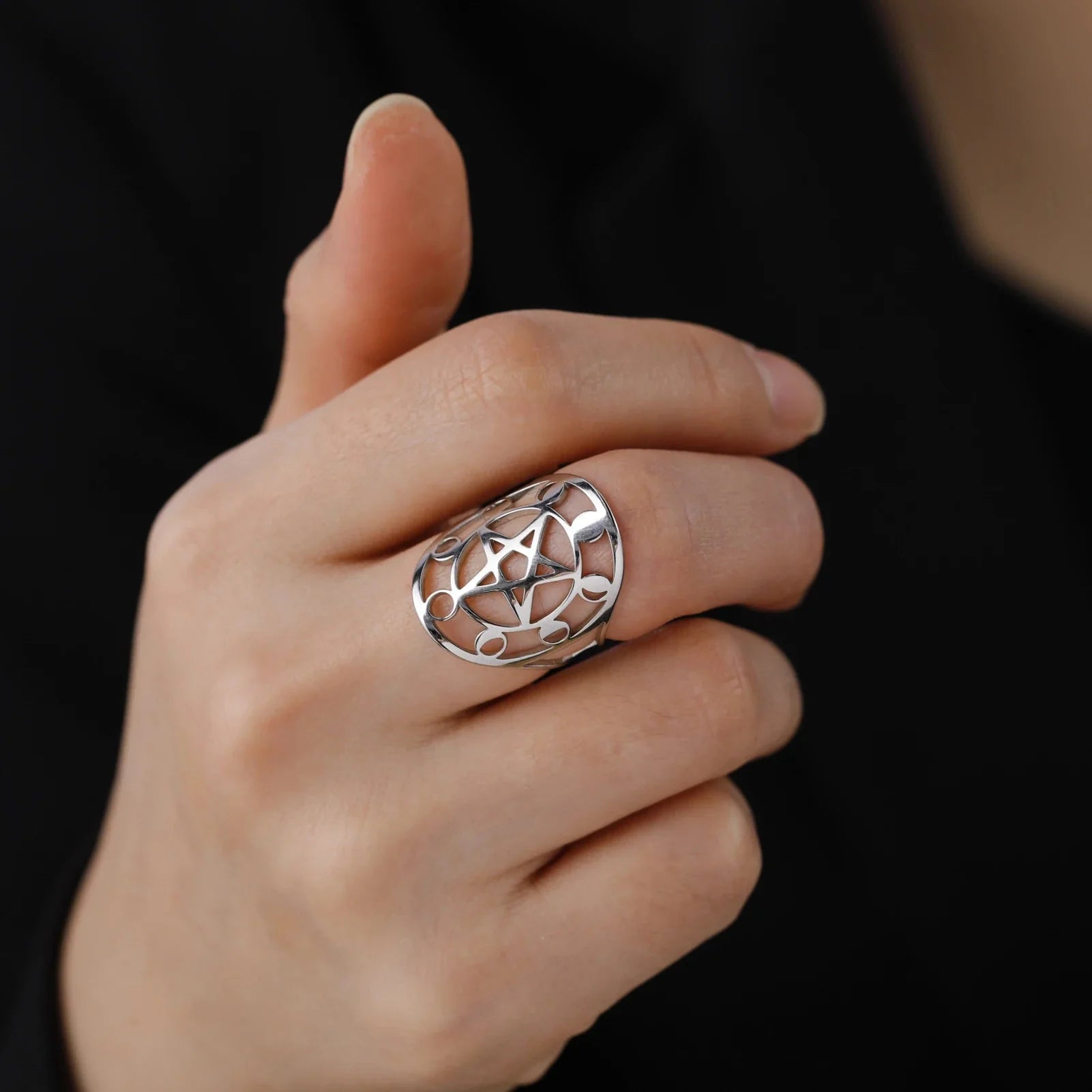 Pentacle Witchcraft Wiccan Ring Silver