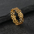 Wiccan Pentacle Witchcraft Ring for Women, Gold