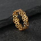 Wiccan Pentacle Witchcraft Ring for Women, Gold