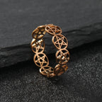 Wiccan Pentacle Witchcraft Ring for Women, Rose Gold
