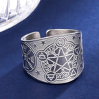 Pentagram Tetragram Ring Witchcraft Sorcery silver