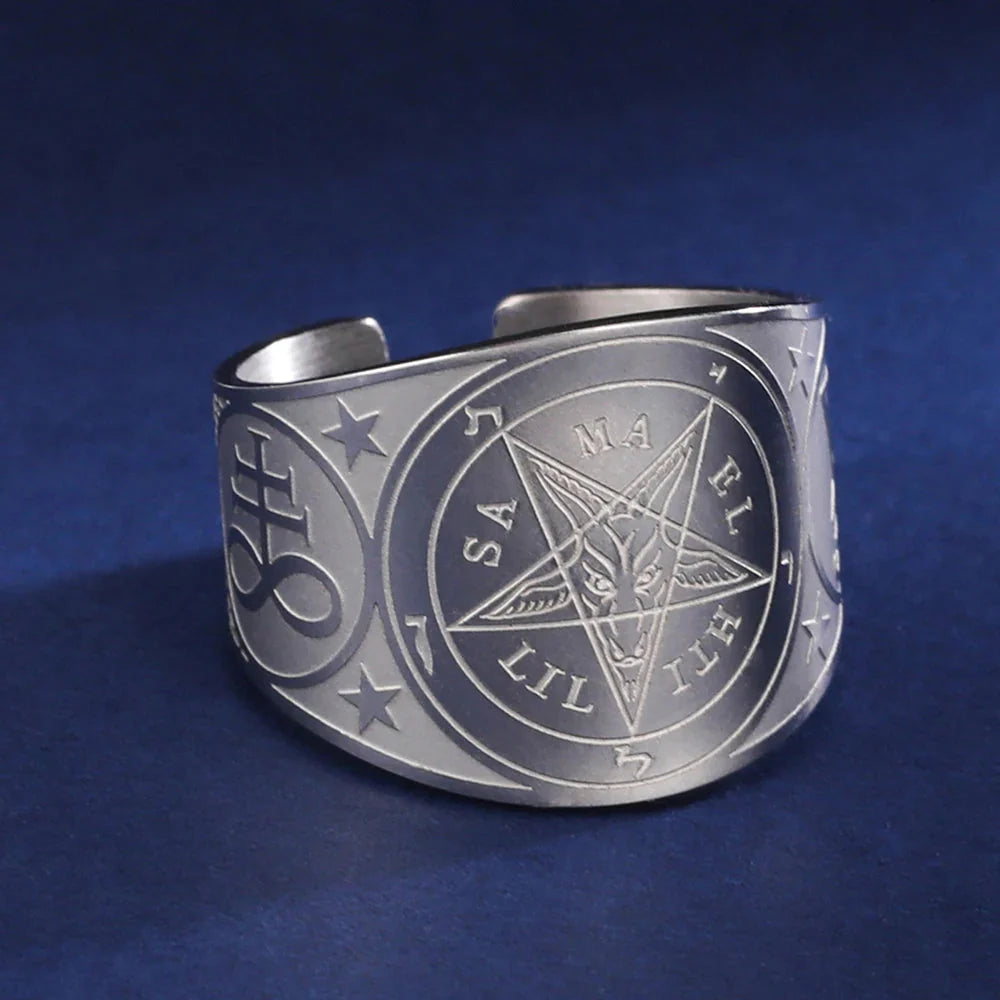 Pentagram Tetragram Ring Witchcraft Sorcery silver