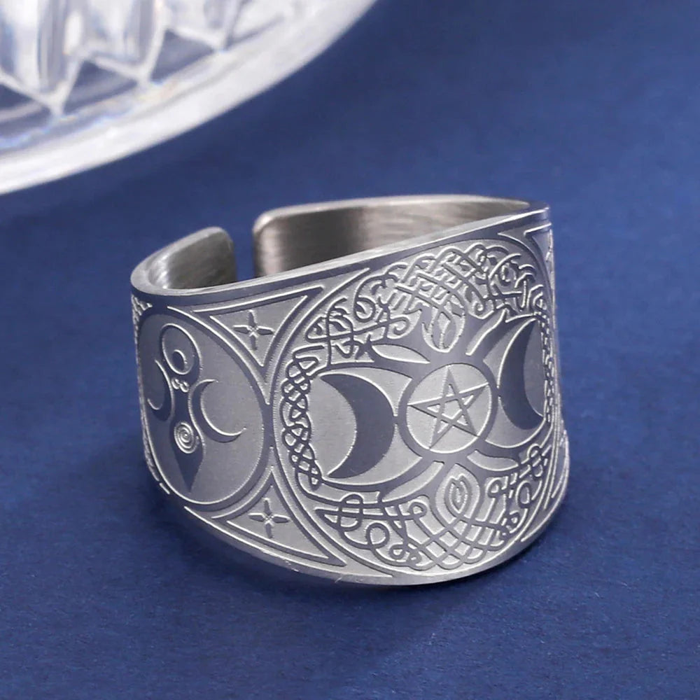 Pentagram Tetragram Ring Witchcraft Sorcery silver
