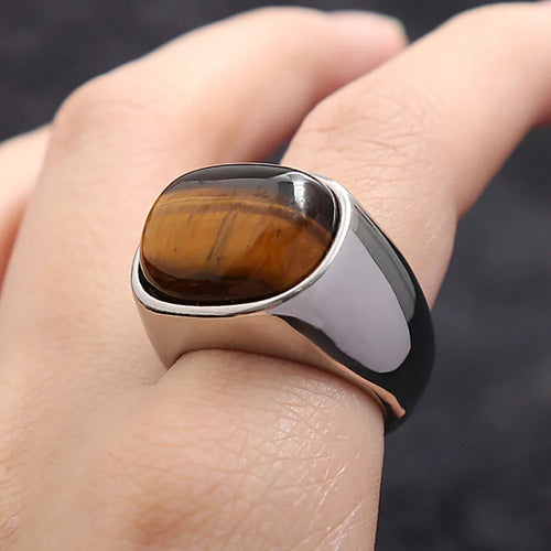 Tiger Eye Stone Ring for Men and Women Silver