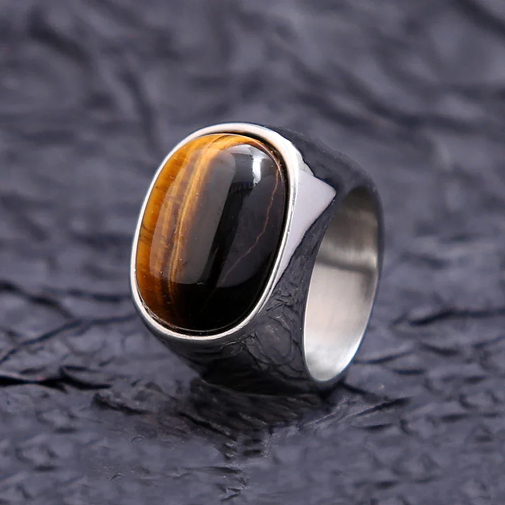 Tiger Eye Stone Ring for Men and Women Silver