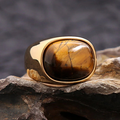 Tiger Eye Stone Ring for Men and Women Gold