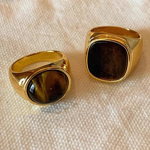 Tiger Eye Stone Gold Ring