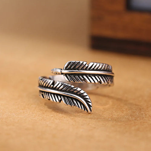 Silver Feather Ring for Women