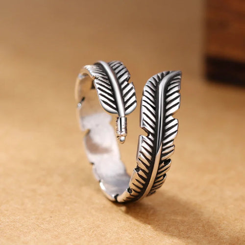 Silver Feather Ring for Women