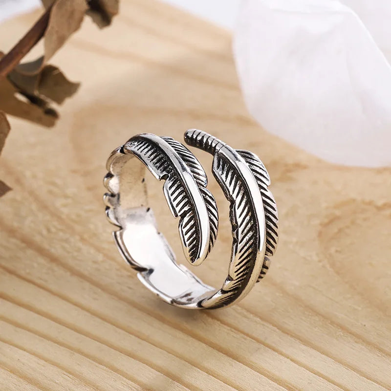 Ethnic-Style Feather Ring for Women