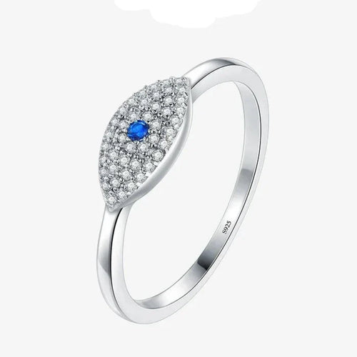 Blue Turkish Evil Eye Lucky Ring in Zircon