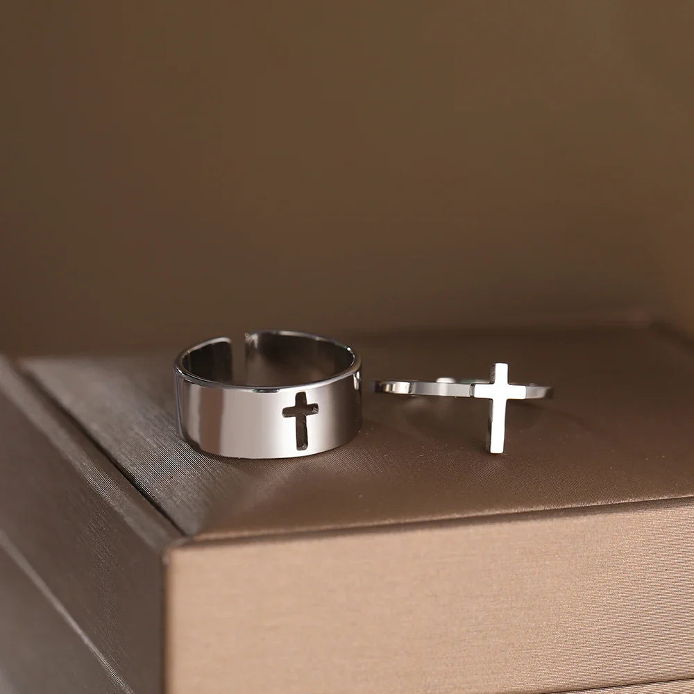 Women's Ring Christian Cross Silver