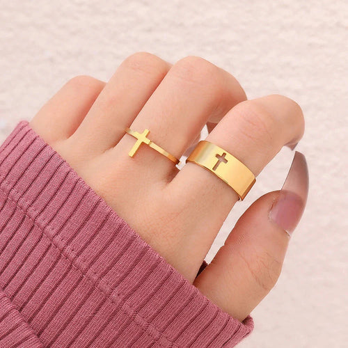 Women's Ring Christian Cross Gold
